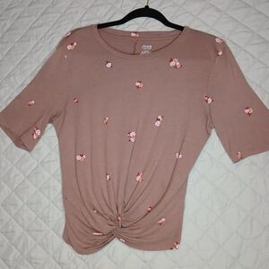 PINK Victoria's Secret Rose SizeMedium Girlfriend Twist FrontShort Sleeve Top